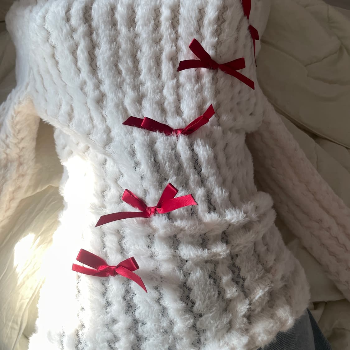 빈티지 니트 화이트 니트 리본 니트 사와코 하구미 모리 니트 히피그런지 상품이미지3