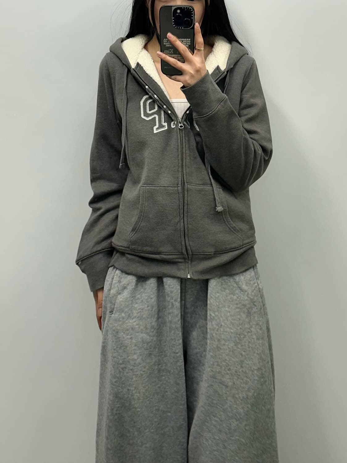 GAP 갭 그레이 양털 후드집업 상품이미지1