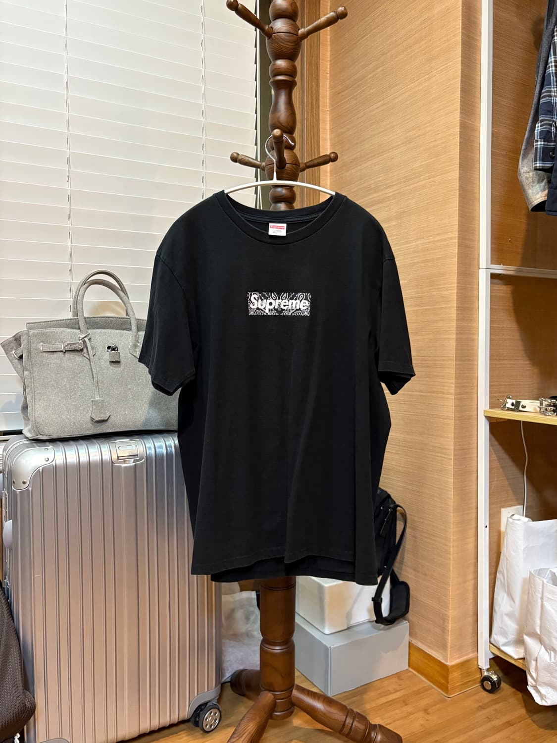 L ] 슈프림 박스로고 반다나 블랙 반팔 상품이미지1