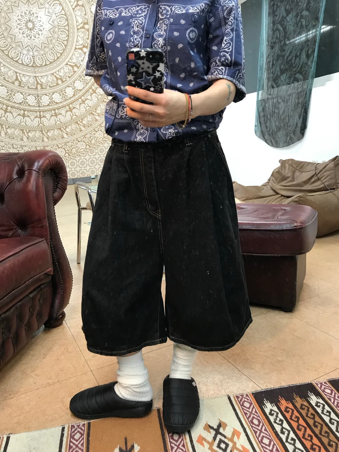 빈티지 투턱 생지 데님숏팬츠 반바지 상품이미지1