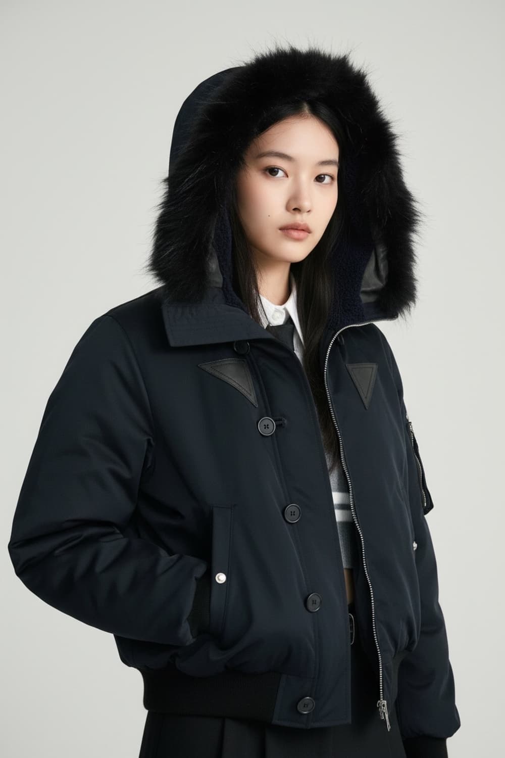 산드로 퍼 후드 숏 패딩 점퍼 52호 상품이미지2