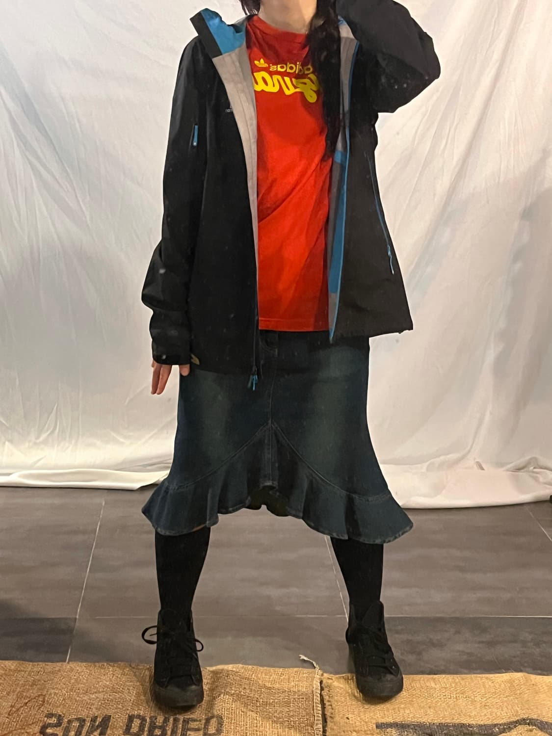 Vintage denim frill skirt 상품이미지4