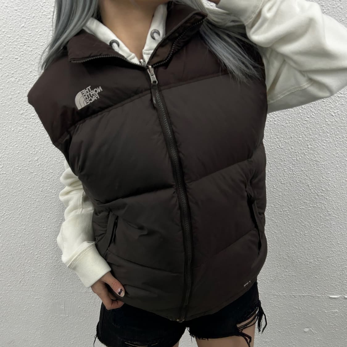 노스페이스 700 로고 초코맛 패딩조끼 L 상품이미지1