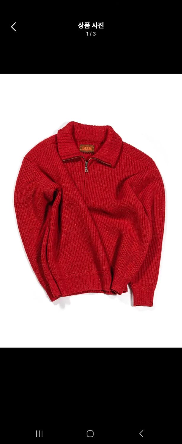 이외들 빌딩숲 울 블랜드 하프 집업 니트 풀오버 - 레드 2 사이즈 상품이미지1