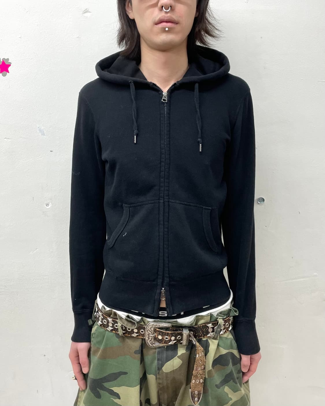 Mohawk Custom Black Hooded Zip-Up 상품이미지3