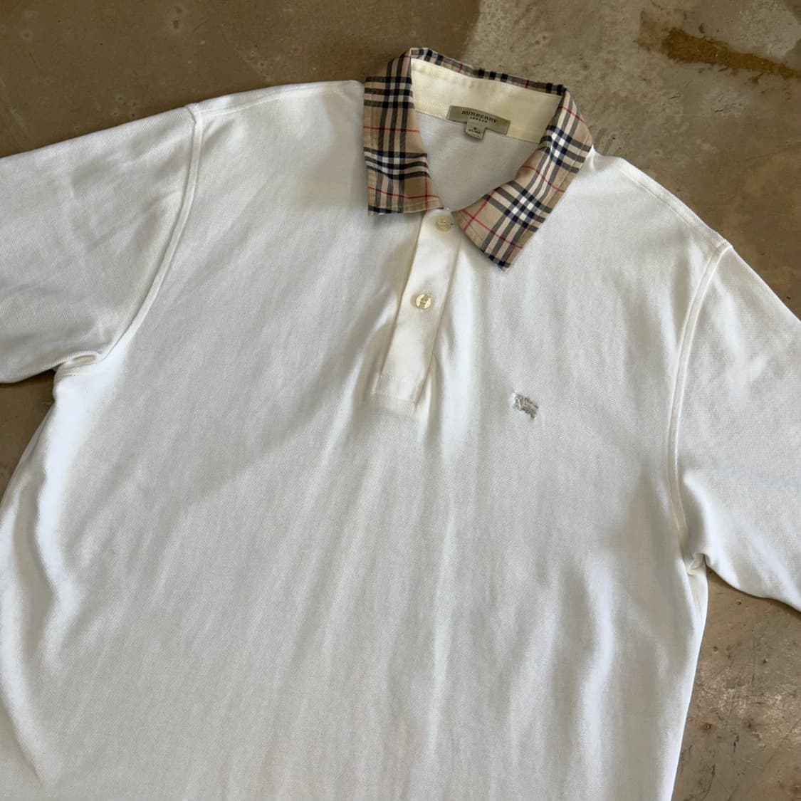 S 버버리 노바체크 카라 화이트 반팔 티셔츠 상품이미지1