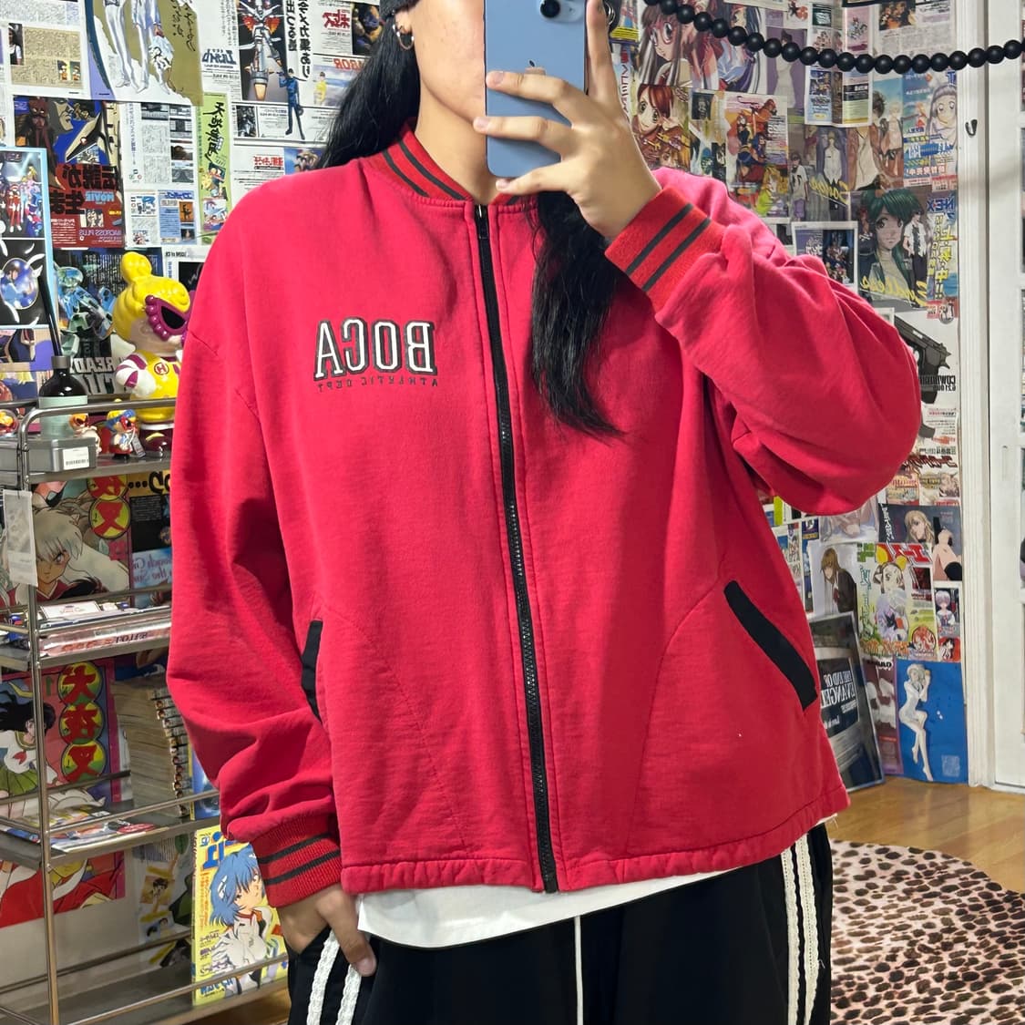 레드 블랙 코튼 봄버 자켓 상품이미지3