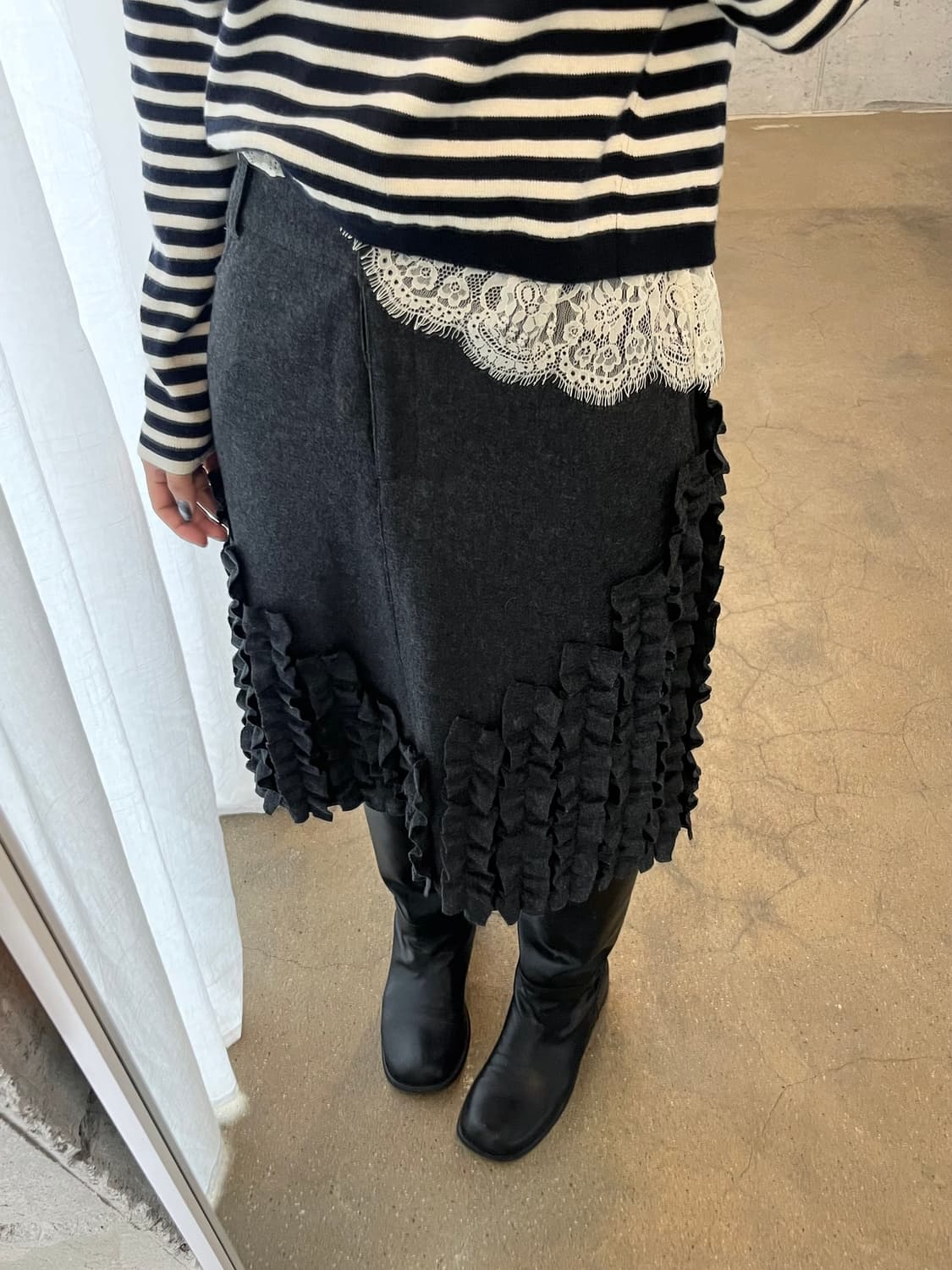 T.H.D LA MAISON 울 프릴 스커트 상품이미지2