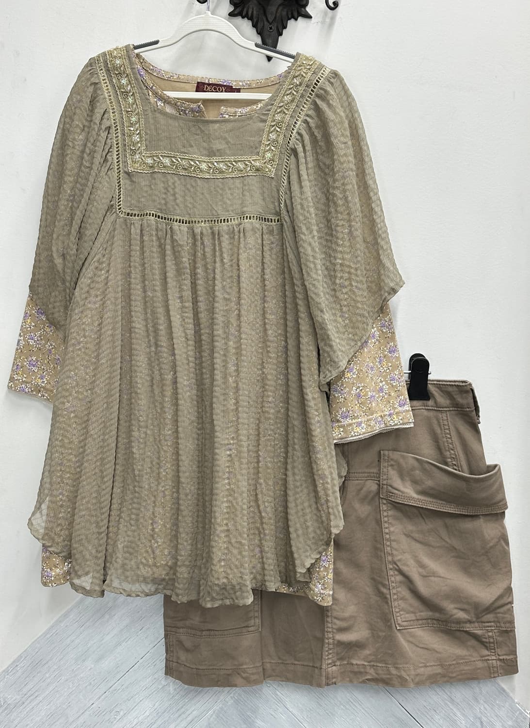 🤎하구미의 에스닉 코디세트🤎 모리걸 레이어드 블라우스 플라워 상품이미지2