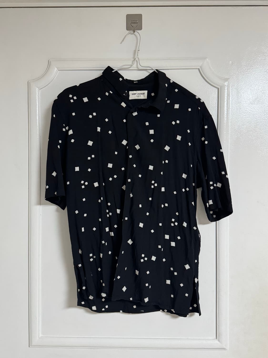 생로랑 스퀘어 패턴 비스코스 반팔 셔츠 상품이미지1