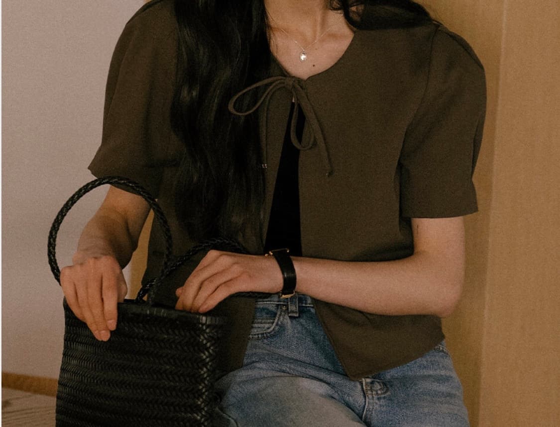 틸아이다이 크롭 리본 자켓 상품이미지1