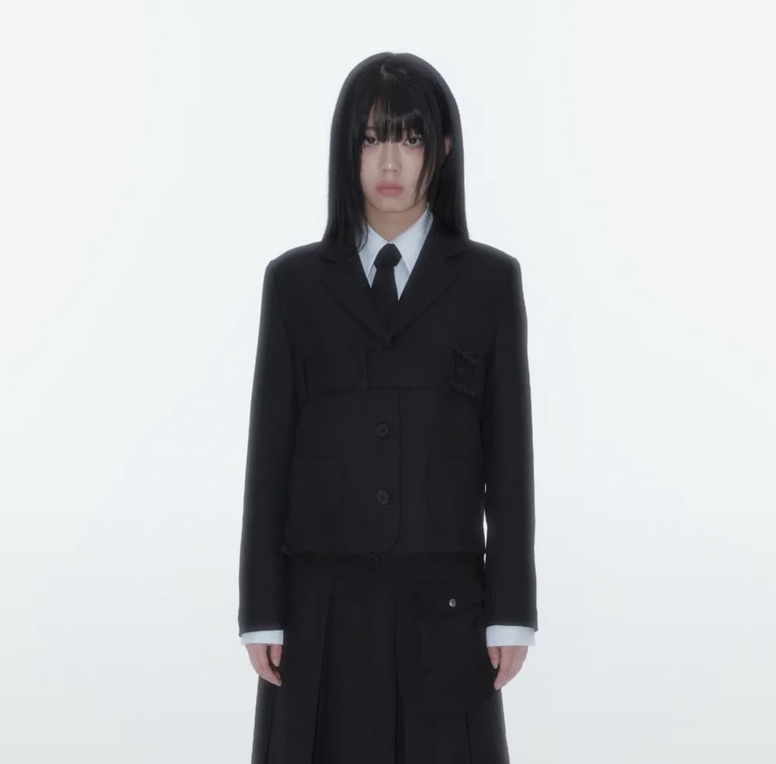 카시코 Ribbon Belted Preppy Jacket Black M 상품이미지2