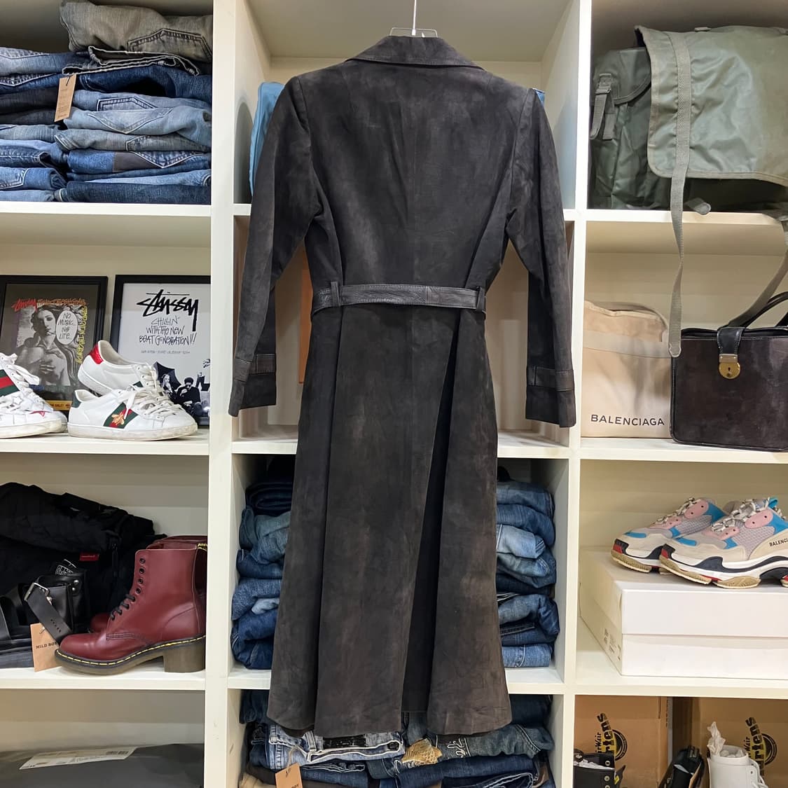 VTG 빈티지 브라운 스웨이드 로브 롱 코트 상품이미지3