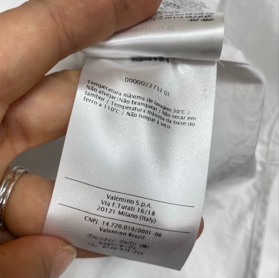 발렌티노 Valentino 화이트 히든버튼 카라 셔츠 40 상품이미지6