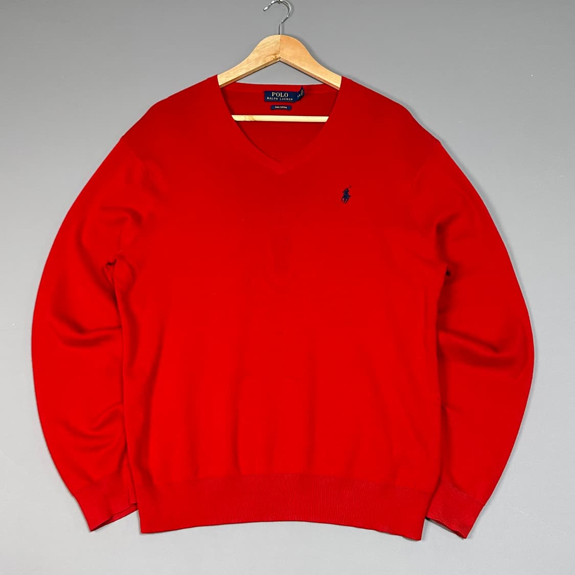 폴로 랄프로렌 브이넥 피마코튼 니트 레드 L [021106] 상품이미지1