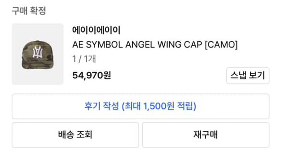 AE SYMBOL ANGEL WING CAP CAMO 상품이미지2