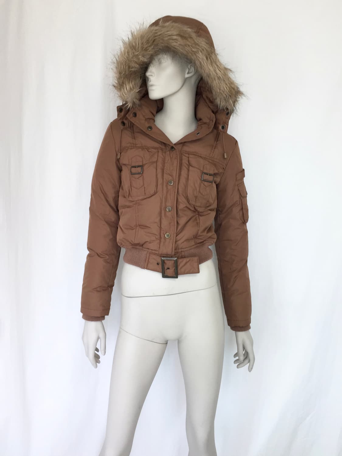 BEBE Brown hoodie puffer Jacket 상품이미지5