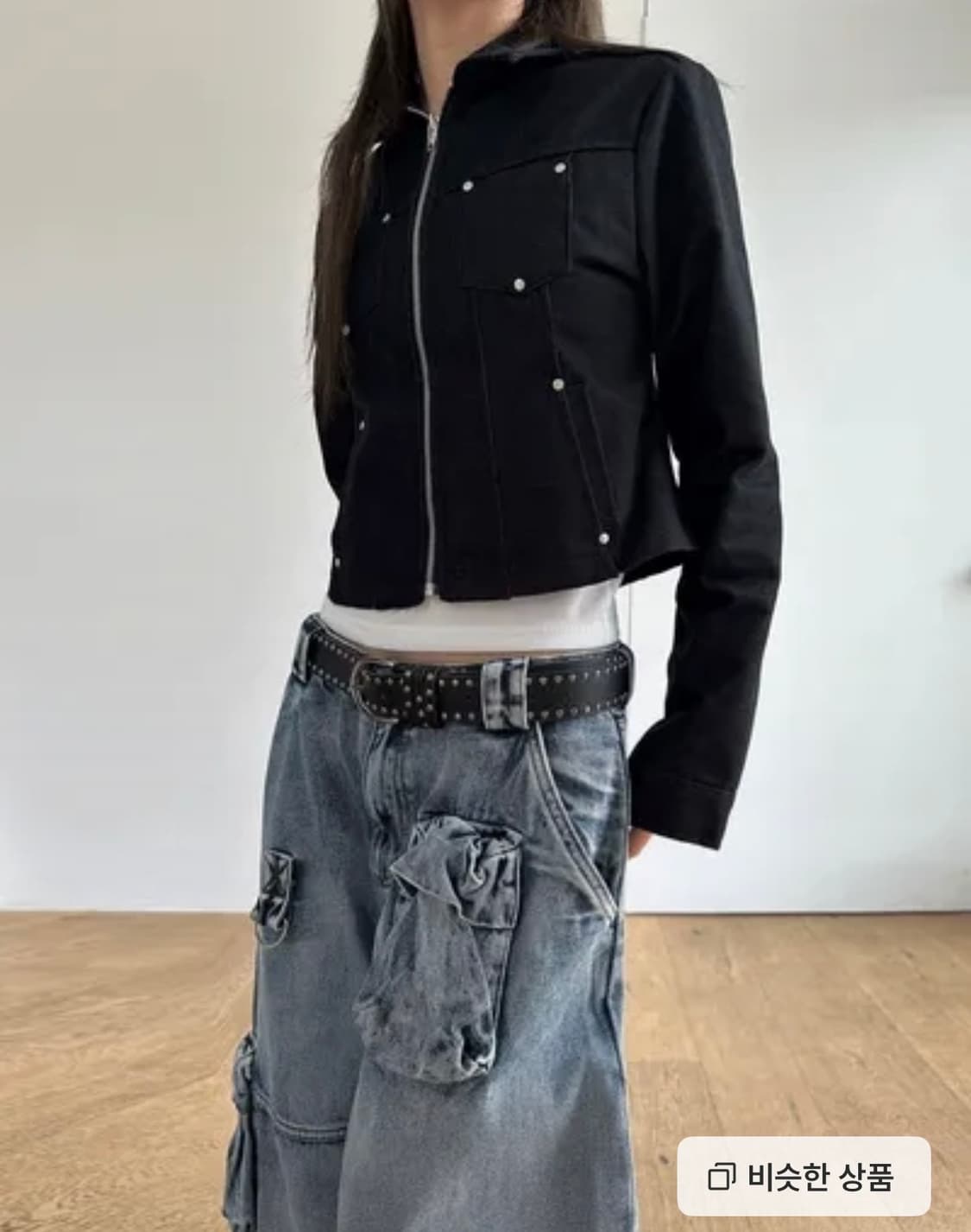 이너뮤트 리벳 데님 자켓 흑청 생지 상품이미지1
