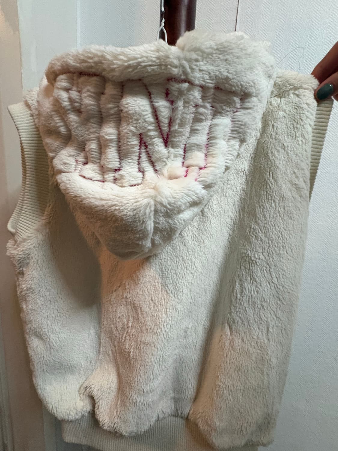 빅토리아시크릿 y2k PINK 후드 퍼 조끼 아이보리 FREE 상품이미지4