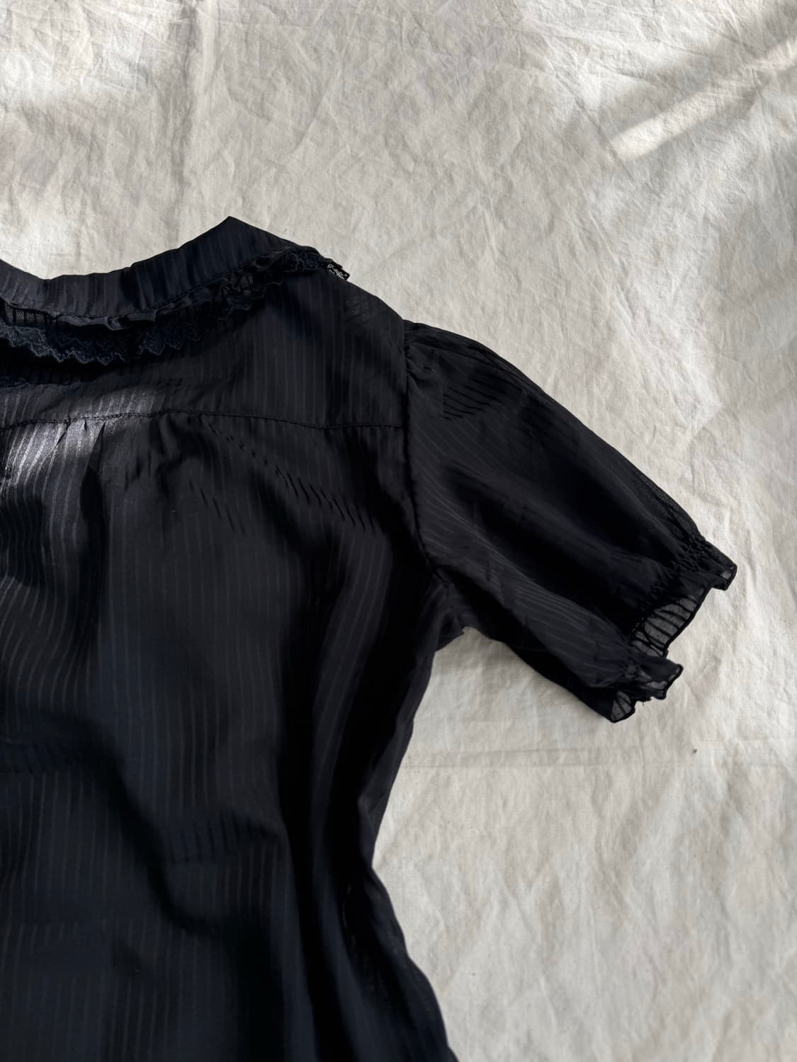 엑시즈팜 고스로리 공겜여주 리본 블랙 시스루 블라우스 상품이미지7