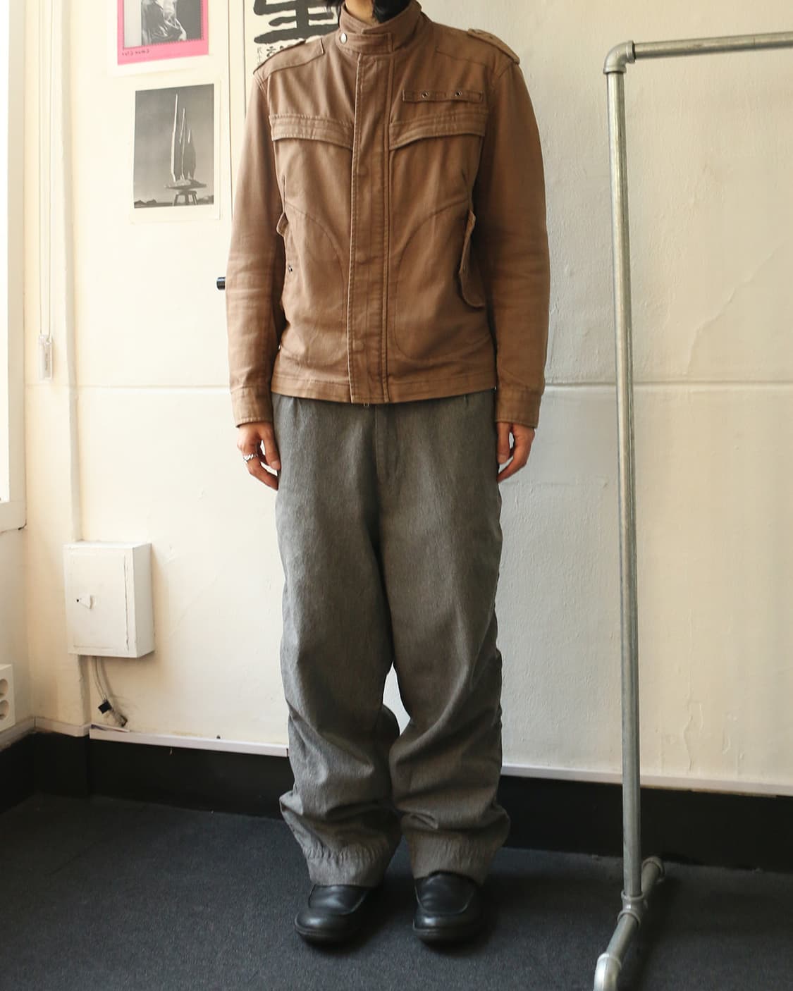 컬러 비콘 그레이 개더 울 트라우저  상품이미지2