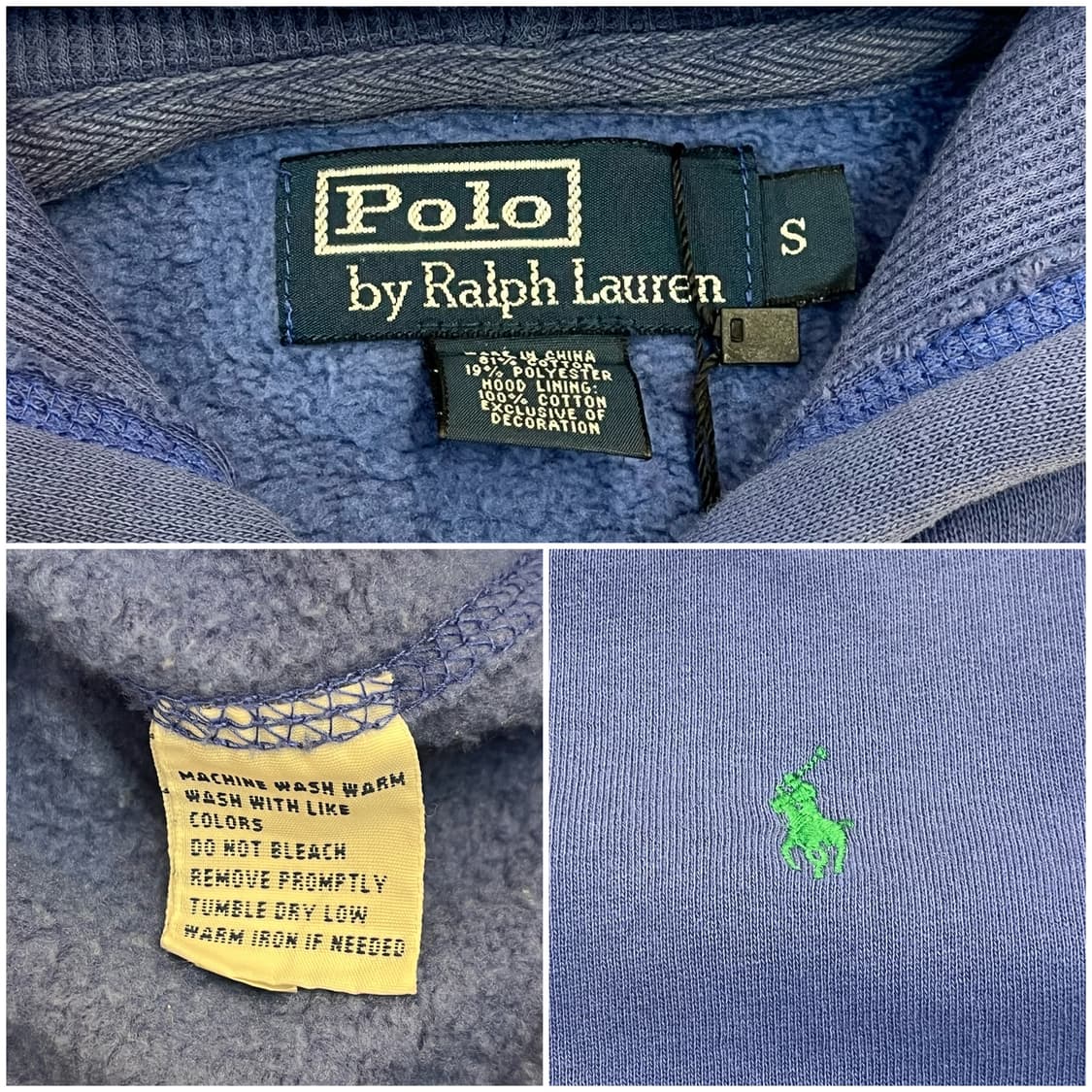 폴로 랄프로렌 기모 후드집업 블루 S #csz3356 상품이미지3