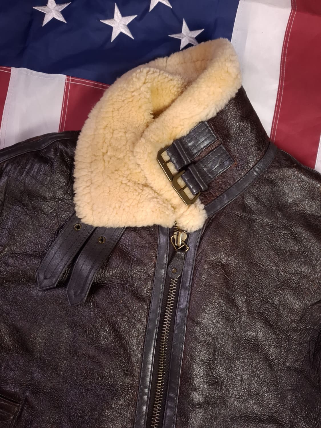 새제품 미공군 B-3 TYPE 리얼레더 항공 폭격기 무스탕 상품이미지4