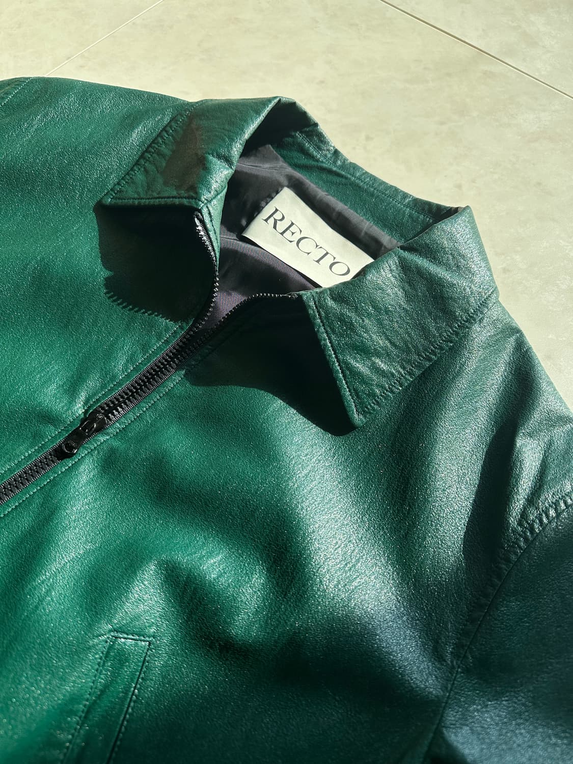 [M] 22SS 렉토 딥그린 레더 자켓 상품이미지3