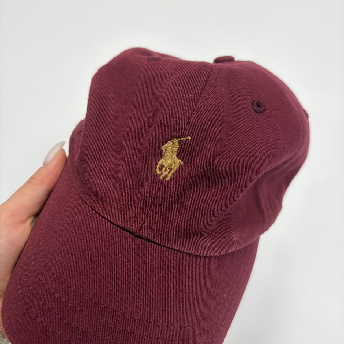 폴로 랄프로렌 빈티지 버건디 볼캡 가죽 스트랩 상품이미지5
