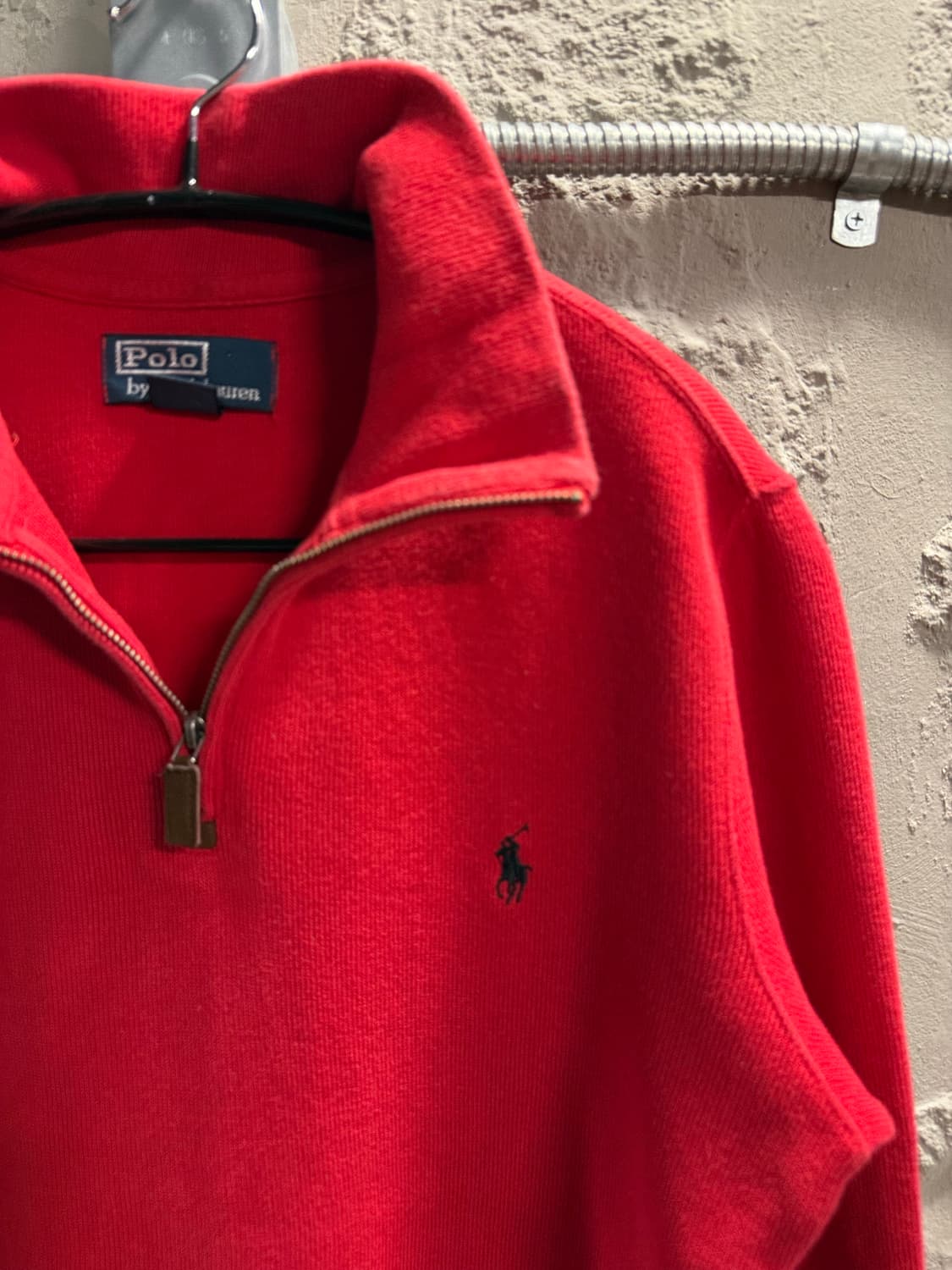폴로 랄프로렌 POLO 하프집업 코튼 니트 레드 상품이미지3