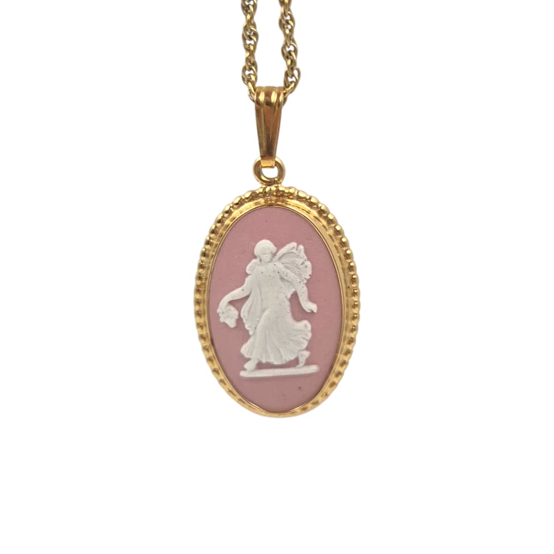 80s 영국 웨지우드 핑크 천사 카메오 목걸이 상품이미지6