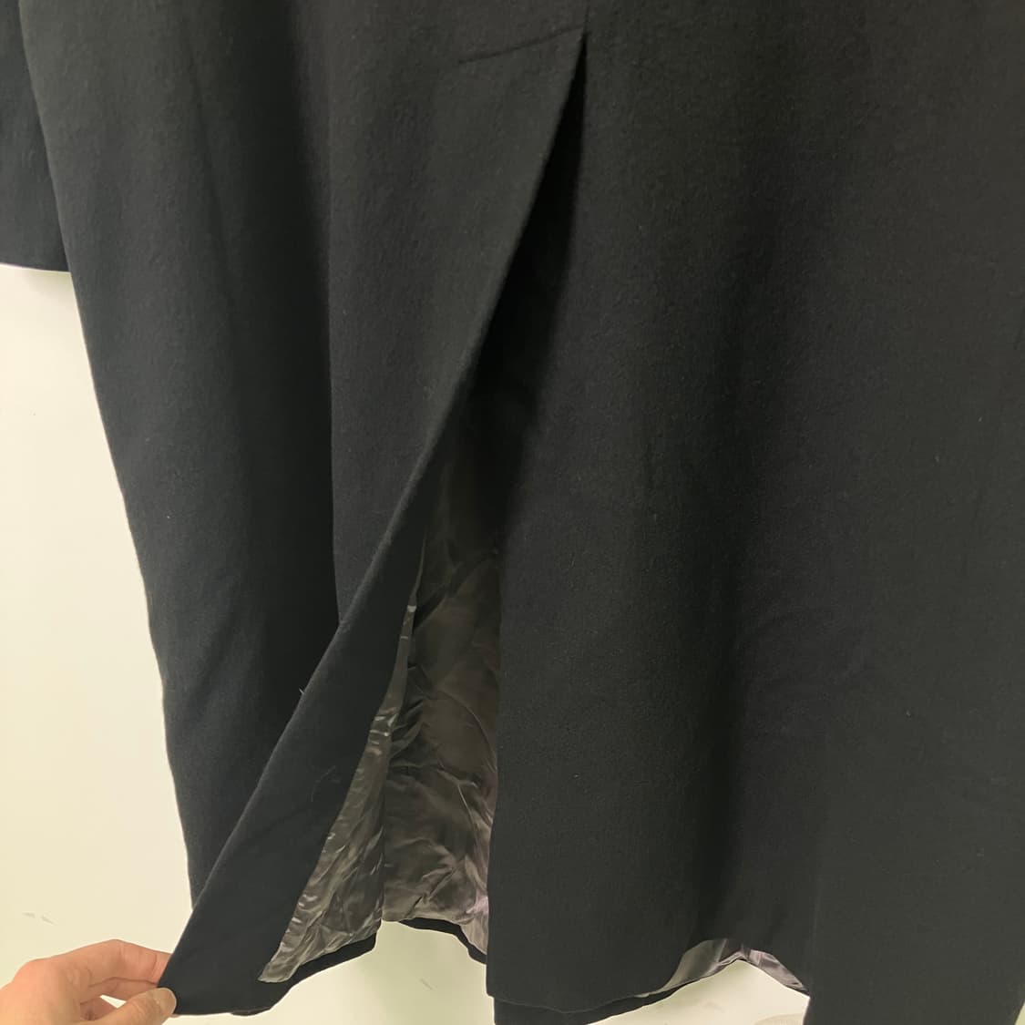 VTG 빈티지 블랙 더블 브레스티드 캐시미어 롱코트 상품이미지6