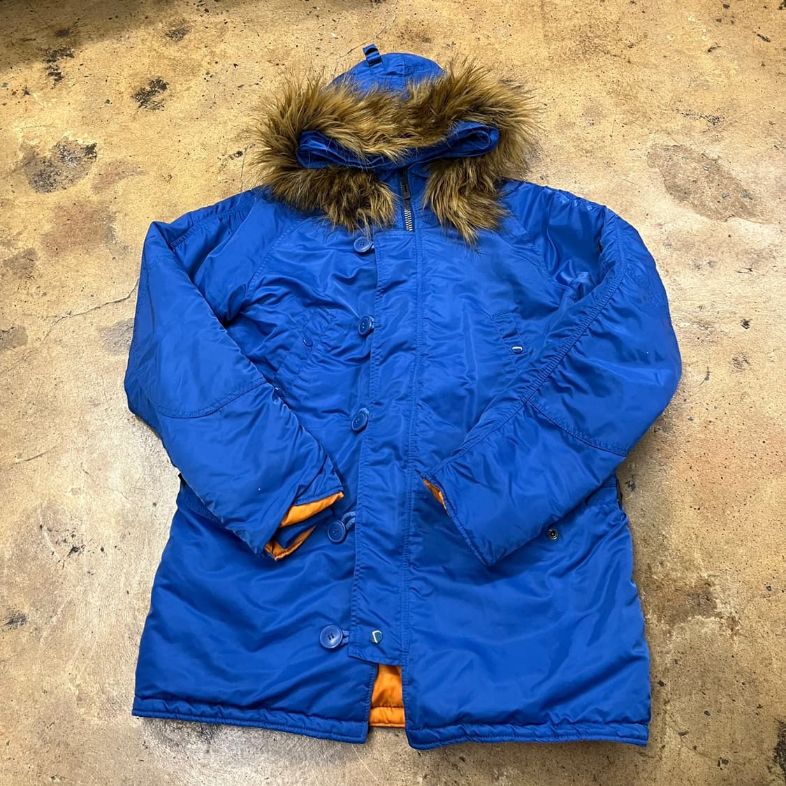 [정품/L] 알파인더스트리 블루 후드 퍼 패딩 점퍼 b19 상품이미지2