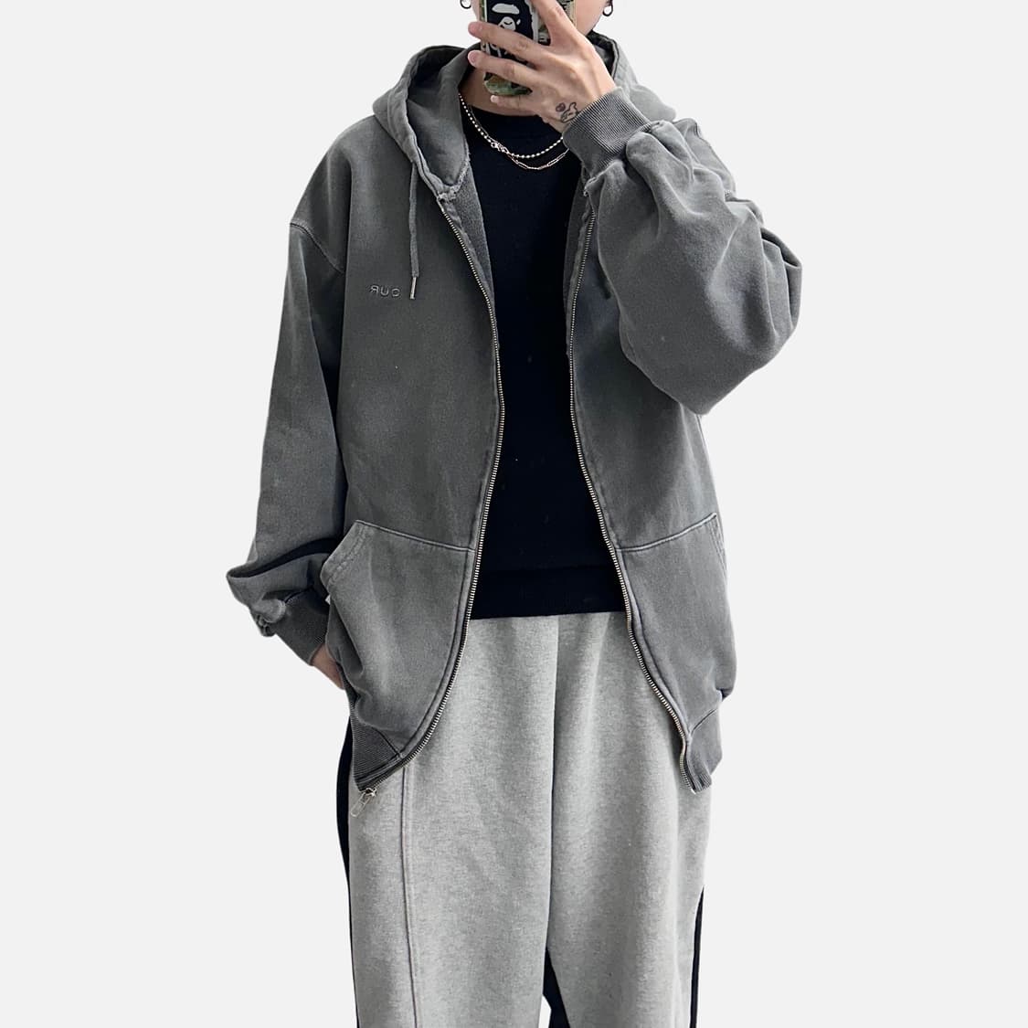 Our 피그먼트 워싱 후드집업 상품이미지4