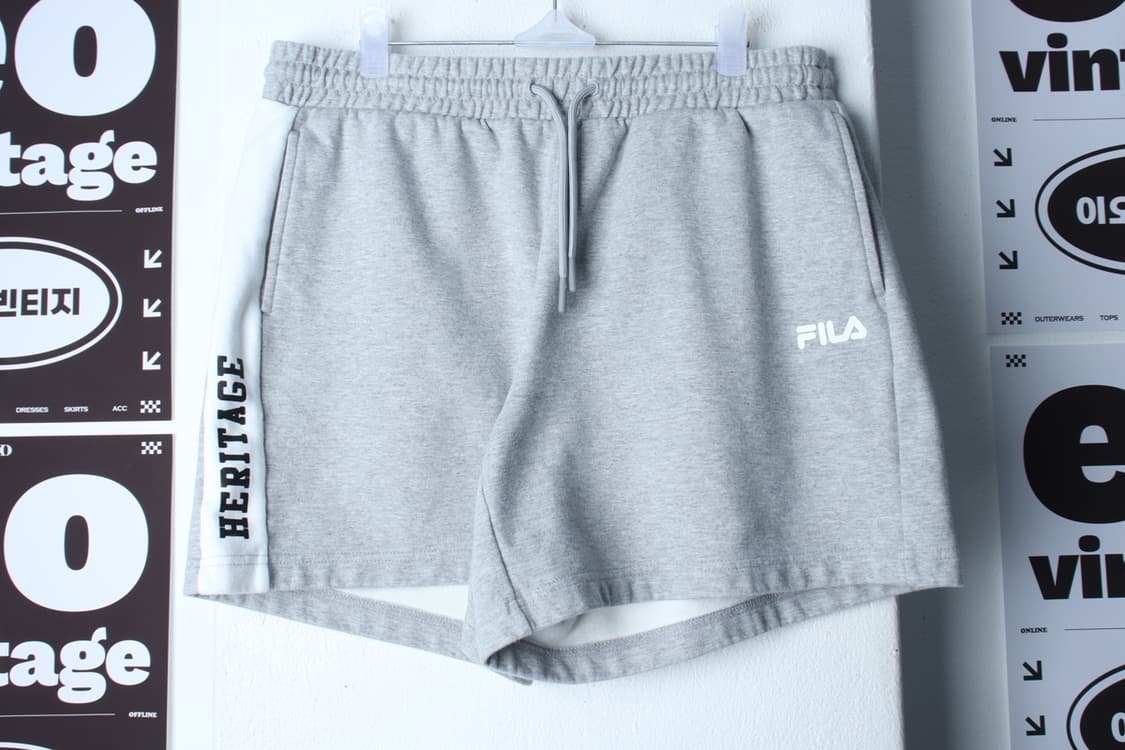 (XL-2XL) 휠라 반바지 팬츠 밴딩 그레이 올드스쿨-P1P10321 상품이미지2