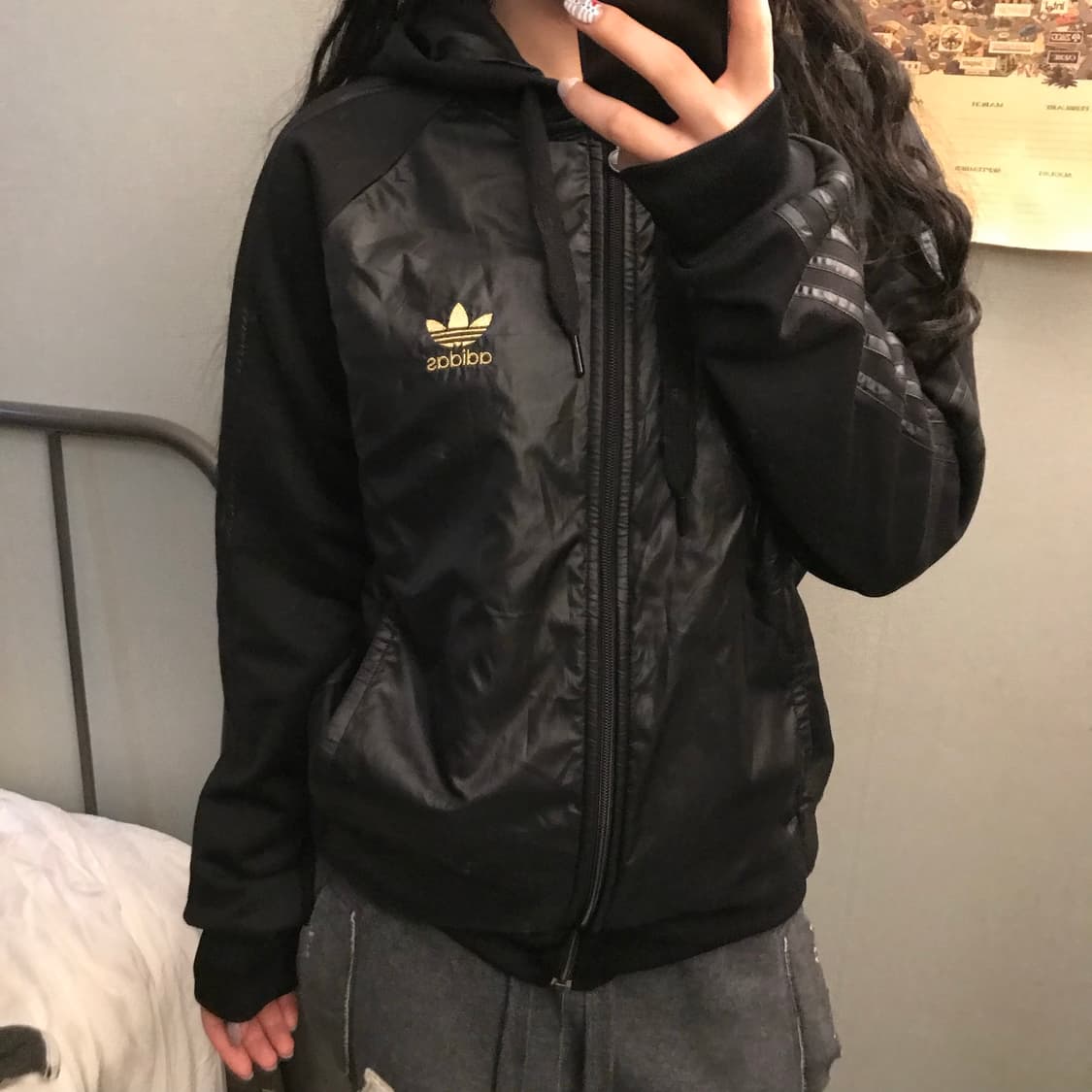 Adidas 아디다스 고스펑크 유광 금장 후드집업 상품이미지2