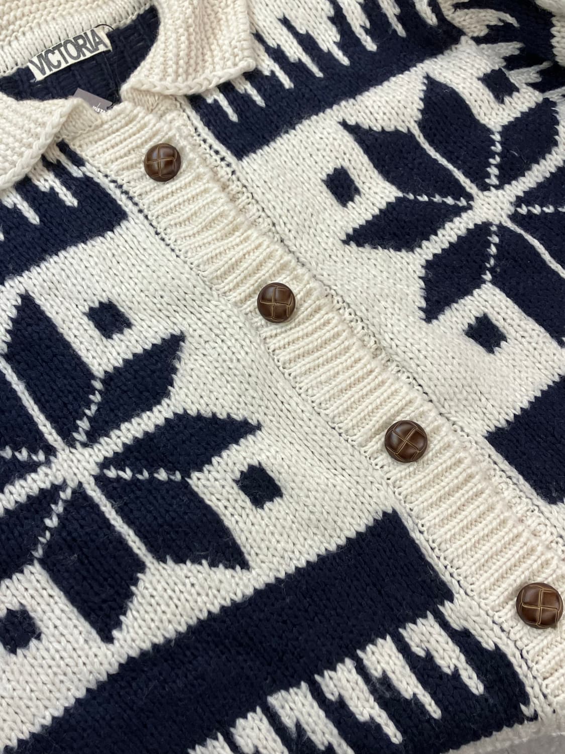 빈티지 패턴 단추 니트 가디건 아이보리  #csz2403 상품이미지5