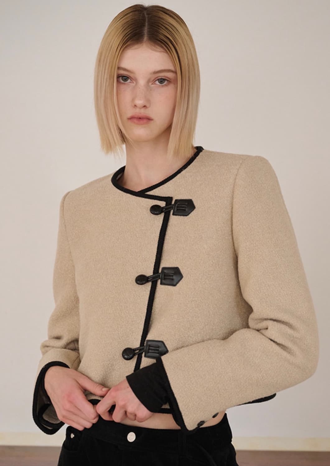 에트몽 ETMON Curling Tweed Wool Jacket 베이지 상품이미지2