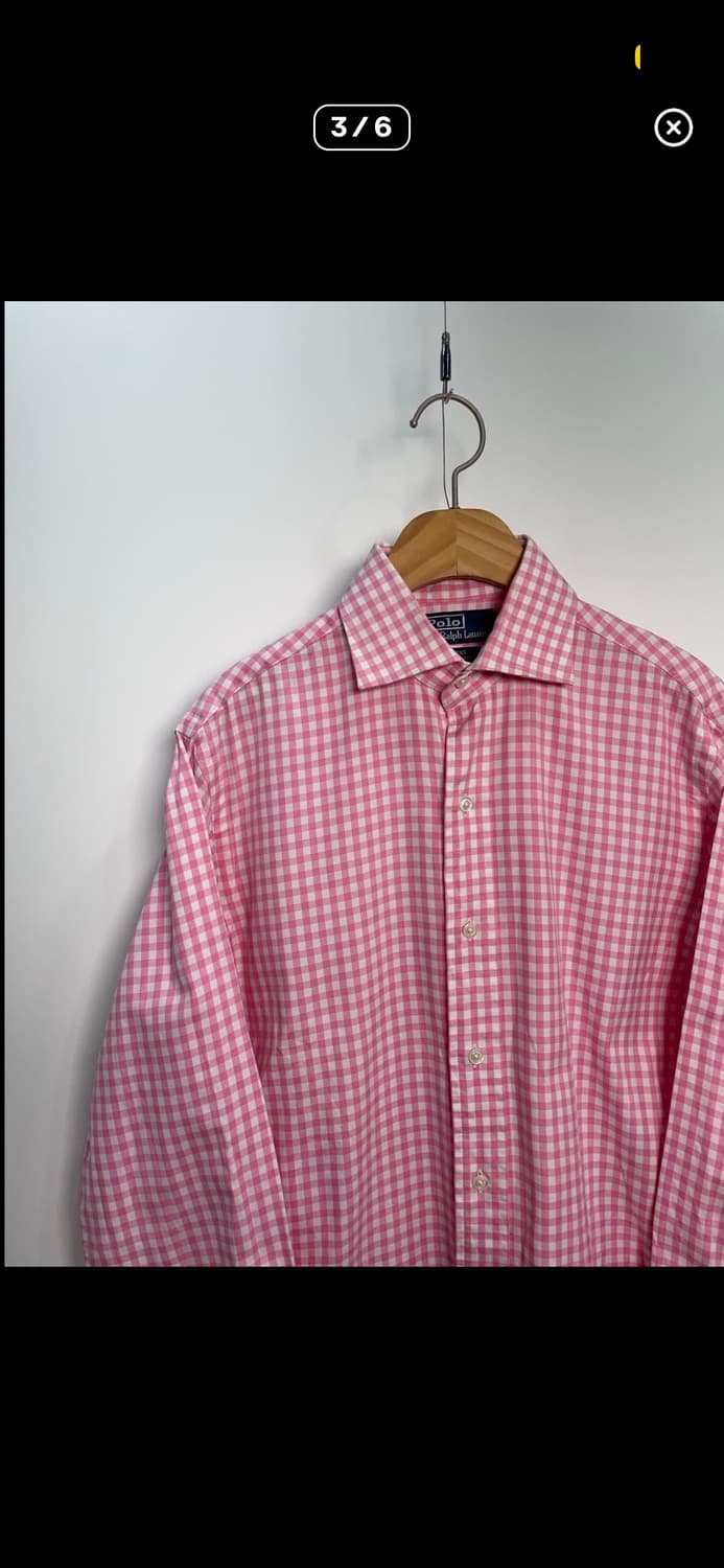 폴로 랄프로렌 핑크 깅엄 체크셔츠 상품이미지3