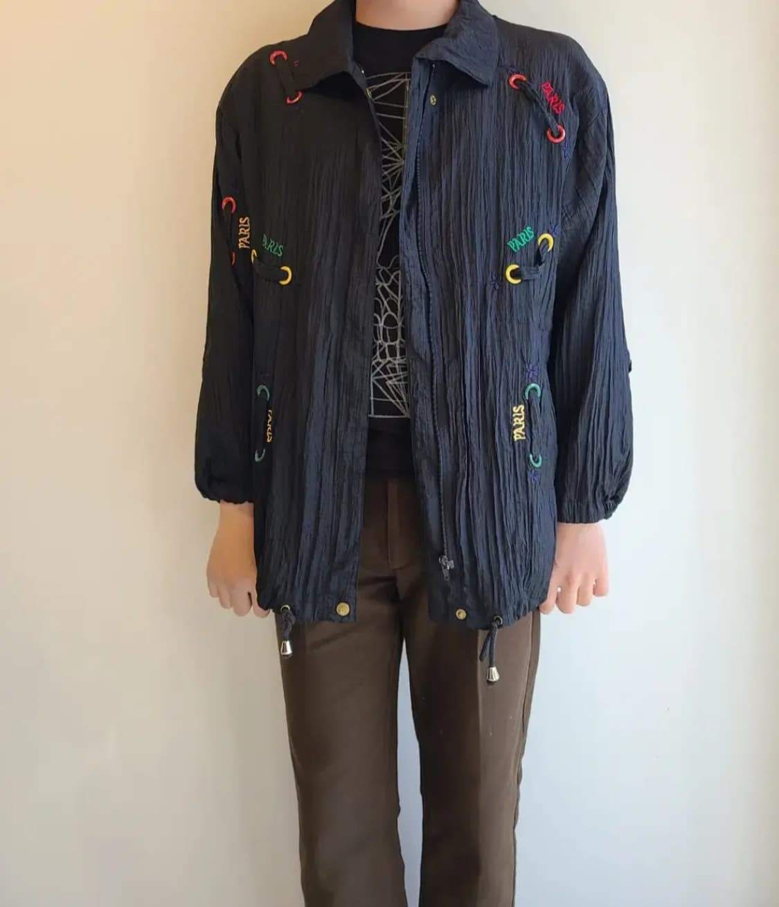 PARIS 레터링 자수 바람막이 재킷 상품이미지2