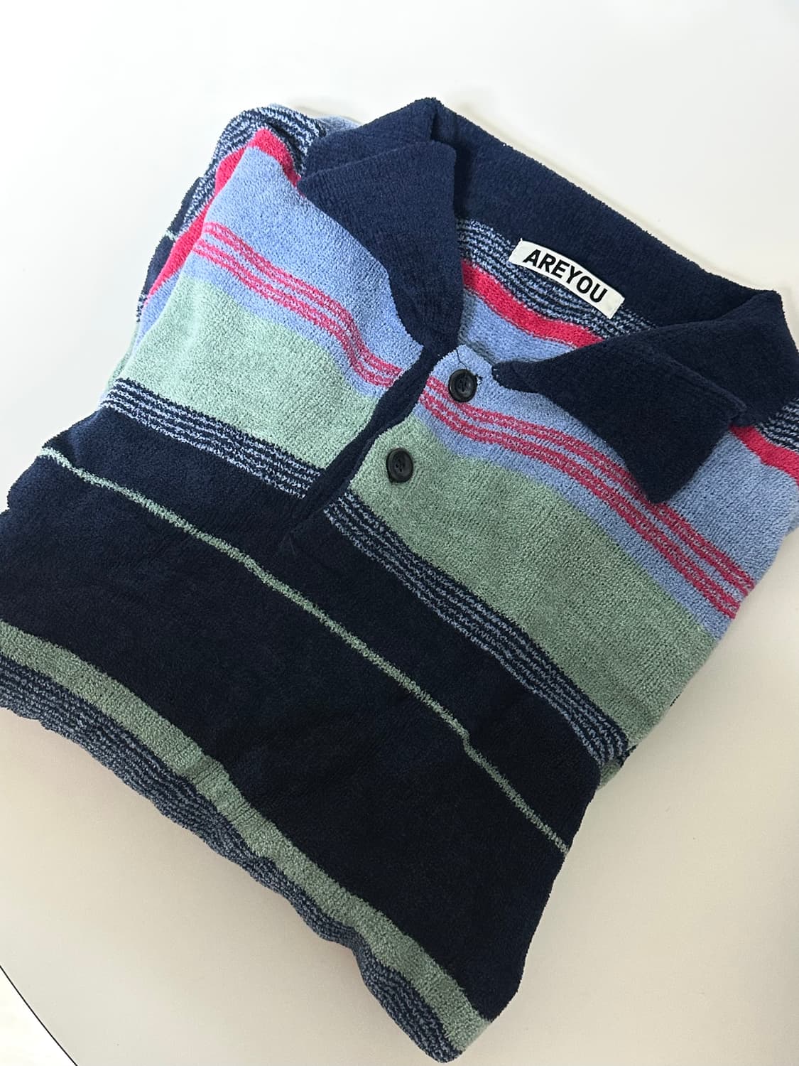 아유서울 멀티 스트라이프 카라 테리 니트 상품이미지7