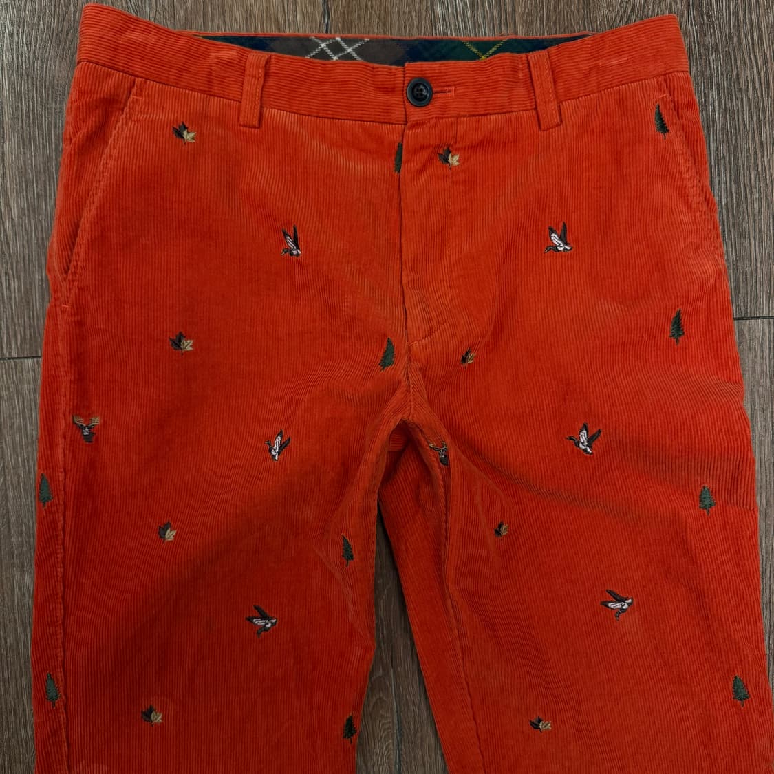 헤지스 오렌지 코듀로이 자수 팬츠 p2004 상품이미지2