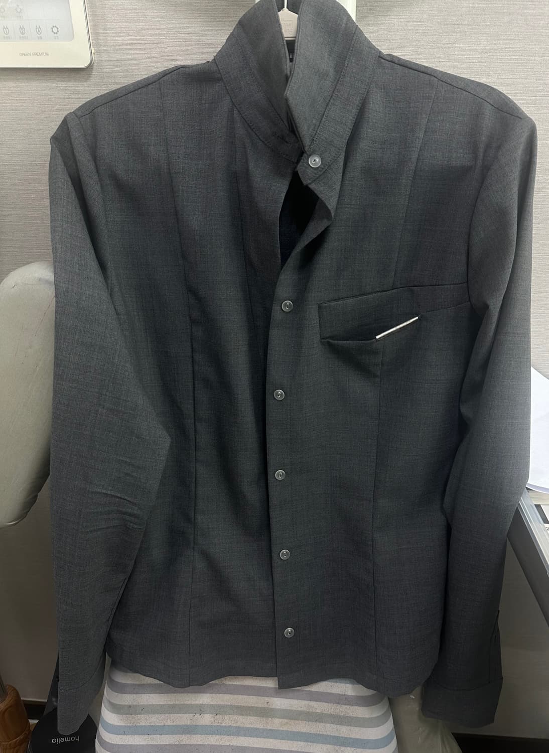 hyeinseo 슬림 울 셔츠 그레이 상품이미지2