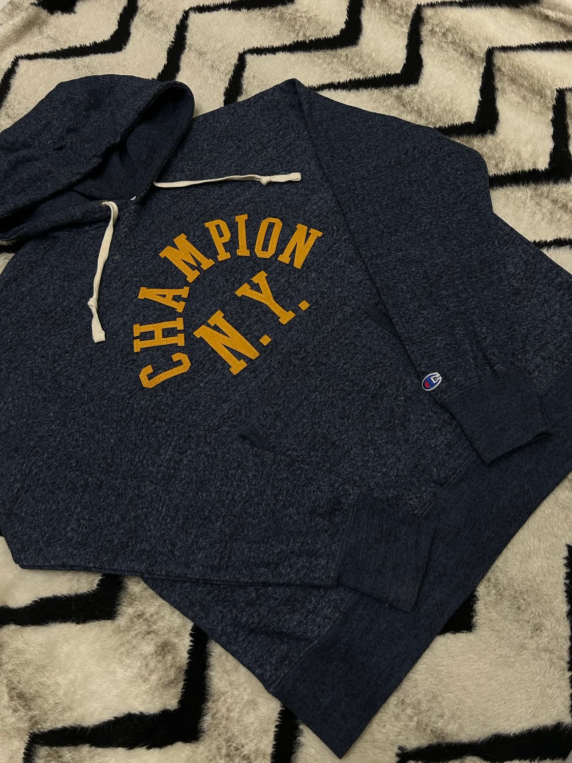 [XL]챔피온 어센틱 스펠아웃 후드/네이비블루/기모 상품이미지2