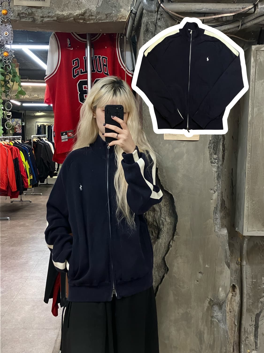 폴로 랄프로렌 니트 져지 네이비 L 상품이미지1