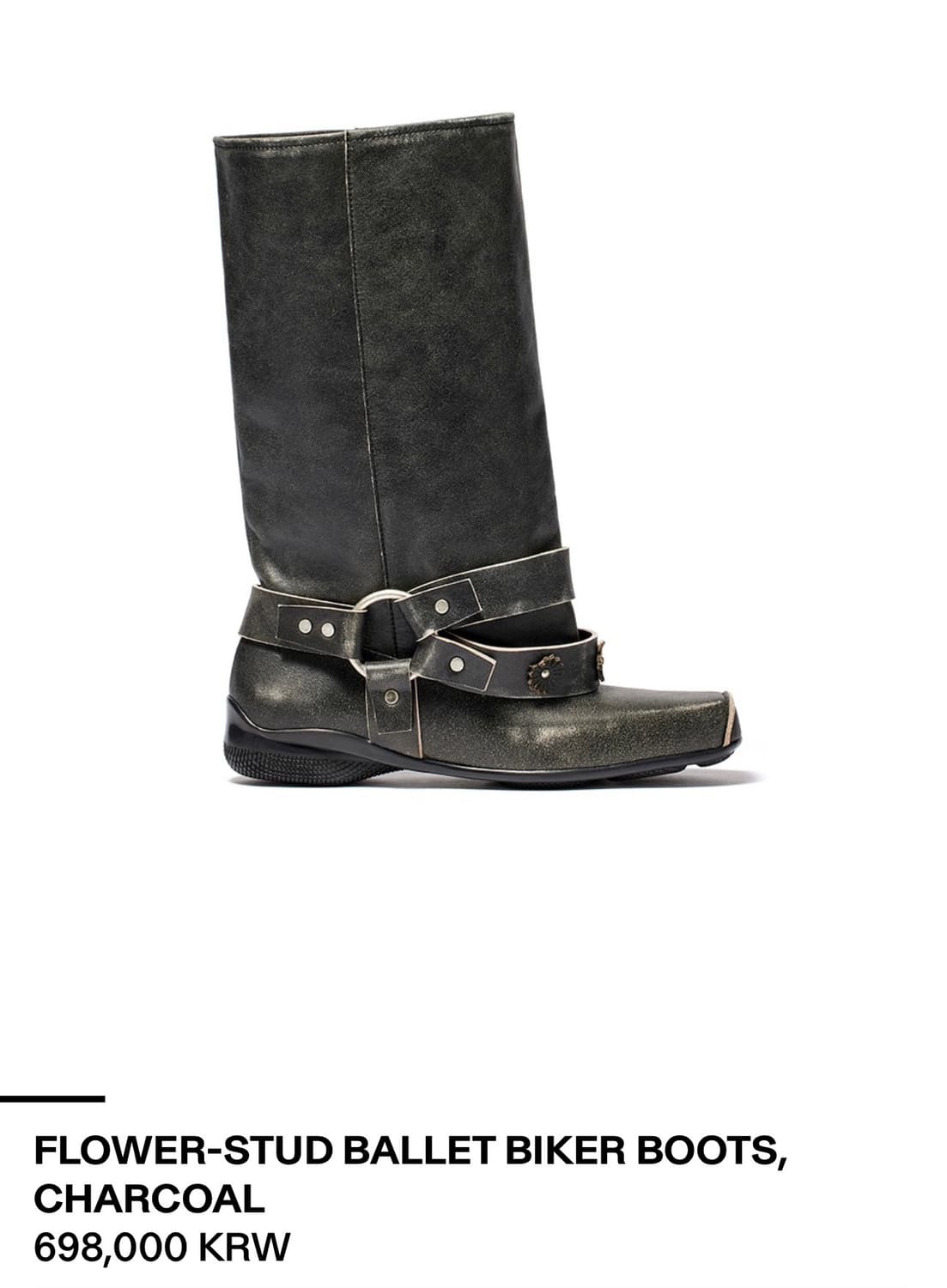 Open yy FLOWER-STUD BALLET BIKER BOOTS 상품이미지1