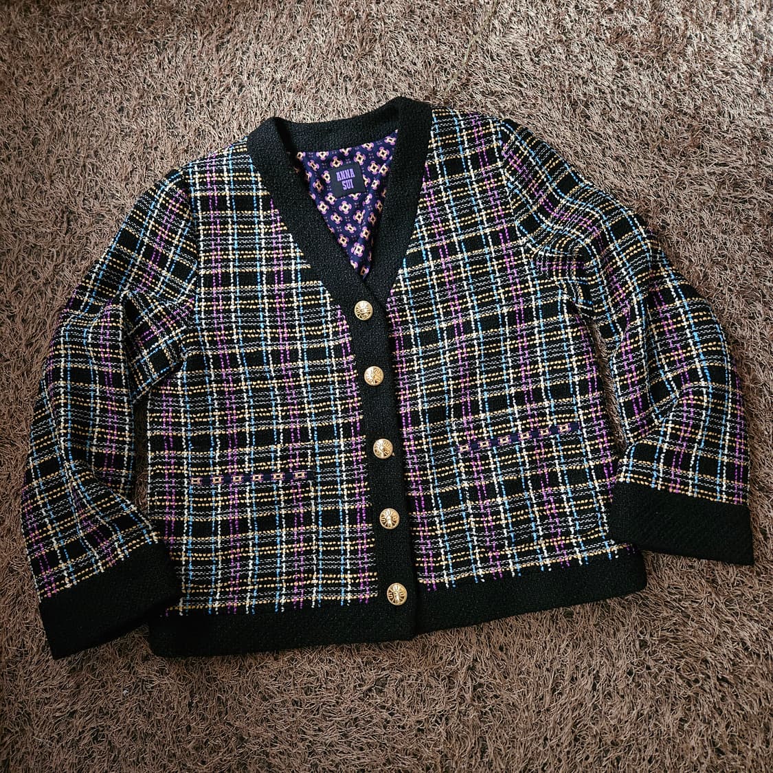 안나수이(ANNA SUI) 23AW 퍼플 트위드 브이넥 자켓 상품이미지1