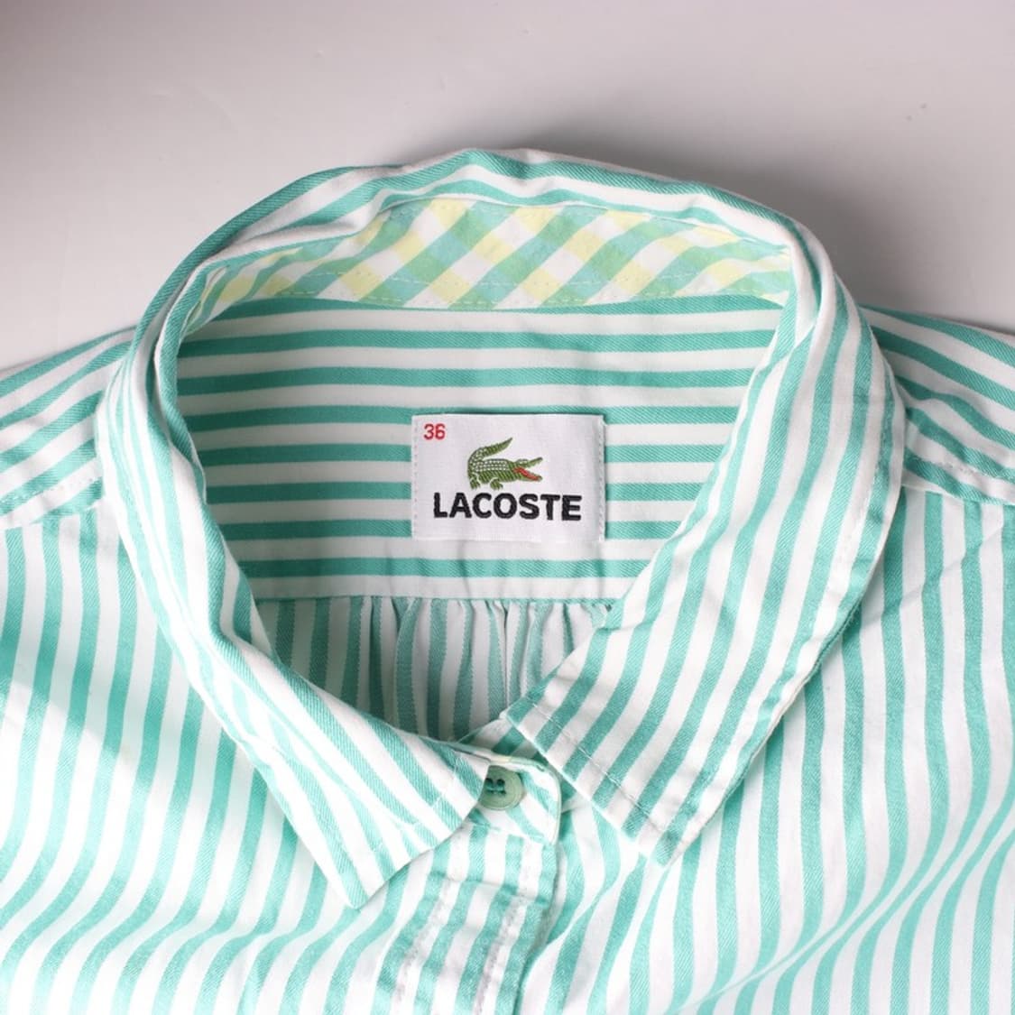 라코스테 민트 스트라이프 반팔 셔츠 36 상품이미지5