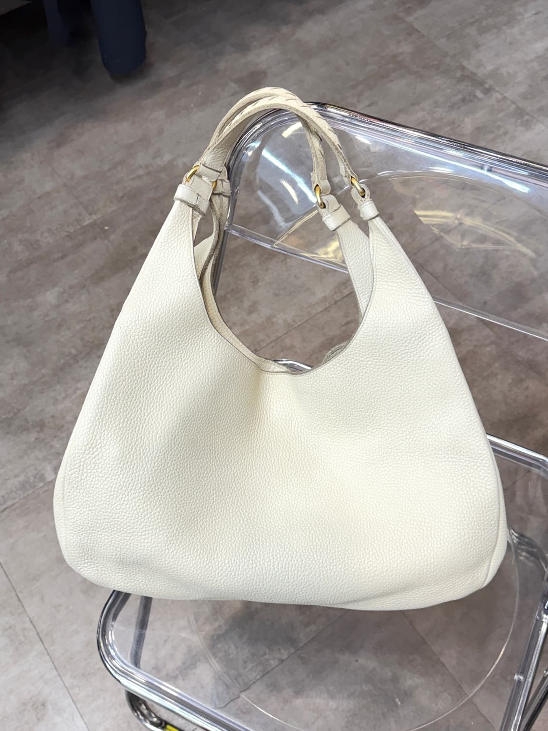 보테가베네타 화이트 레더 캄파나 호보 숄더백 상품이미지3