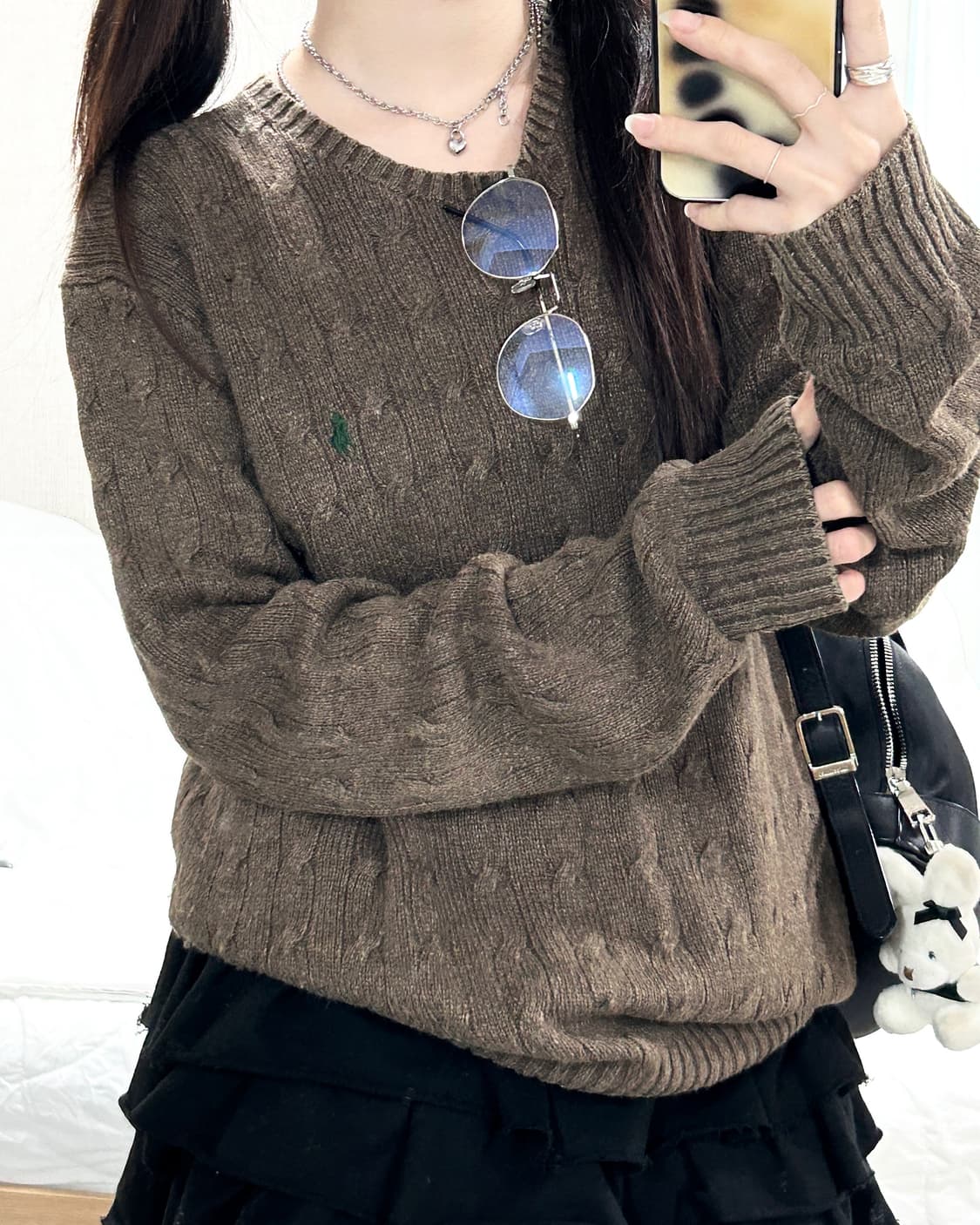 폴로 실크 브라운 케이블 니트 상품이미지2